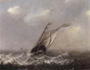 a smalschip on choppy seas,other shipping beyond, unknow artist